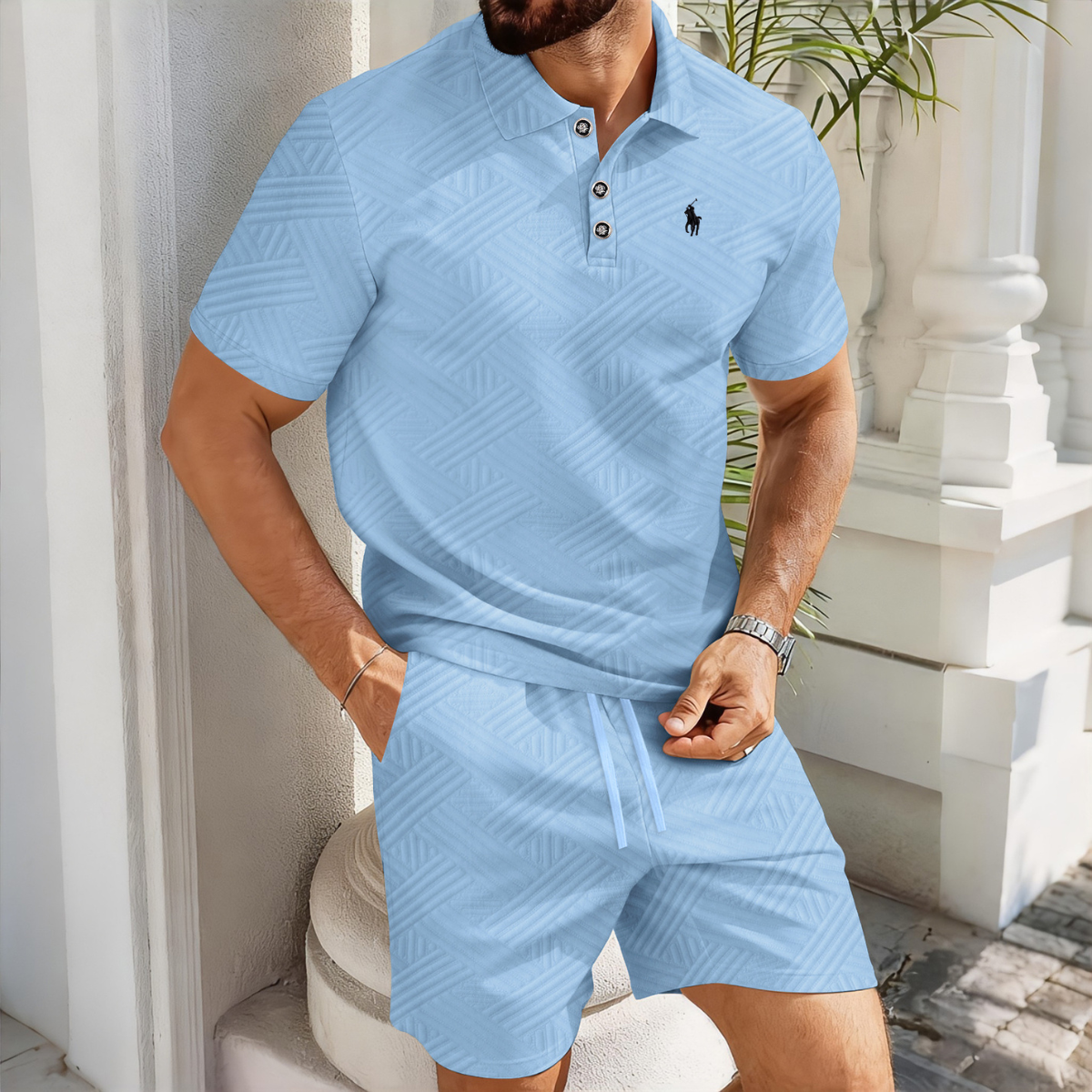 Premium Textured Polo & Short Matching Set