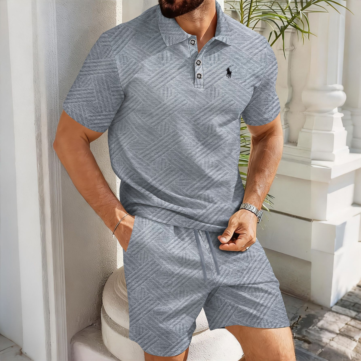 Premium Textured Polo & Short Matching Set