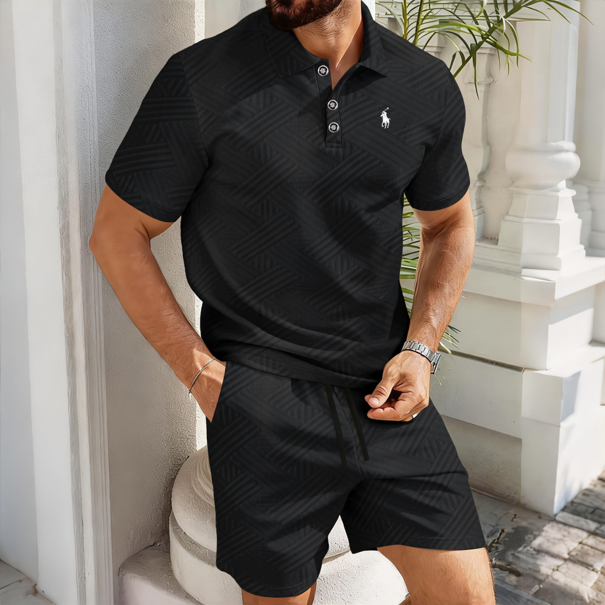 Premium Textured Polo & Short Matching Set