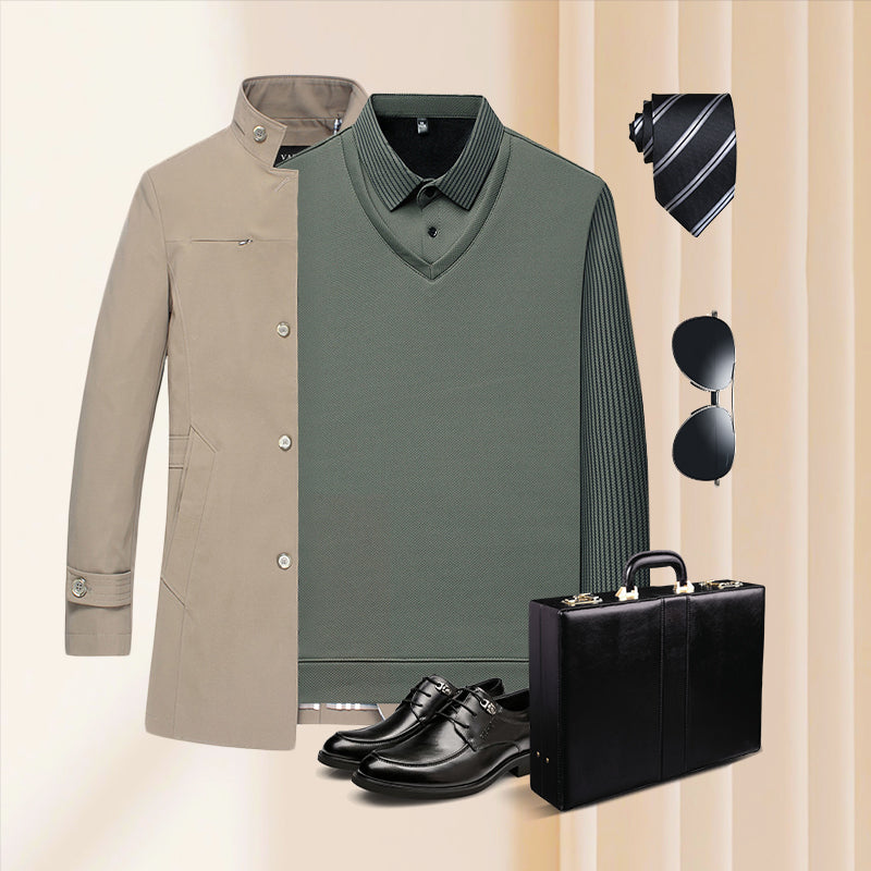 🔥49% DE RÉDUCTION ! 🍂 Chemise à Col Rayé 2 Pièces - Style Automne/Hiver en Coton Respirant et Confortable 👔📦