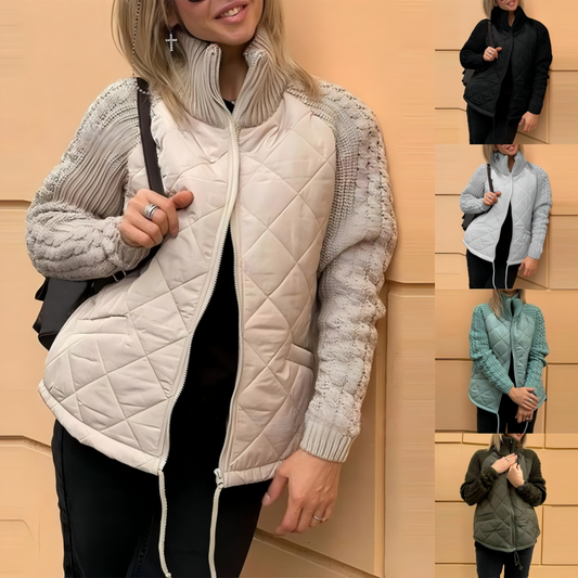 Cozy Knit Patchwork Puffy Winter Jacket