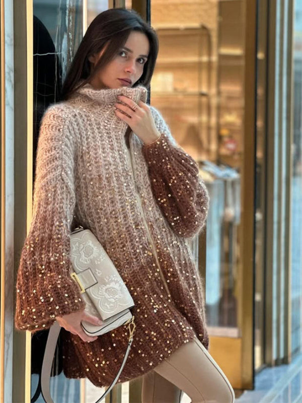 Gleam Luxe Relaxed Zip Cardigan