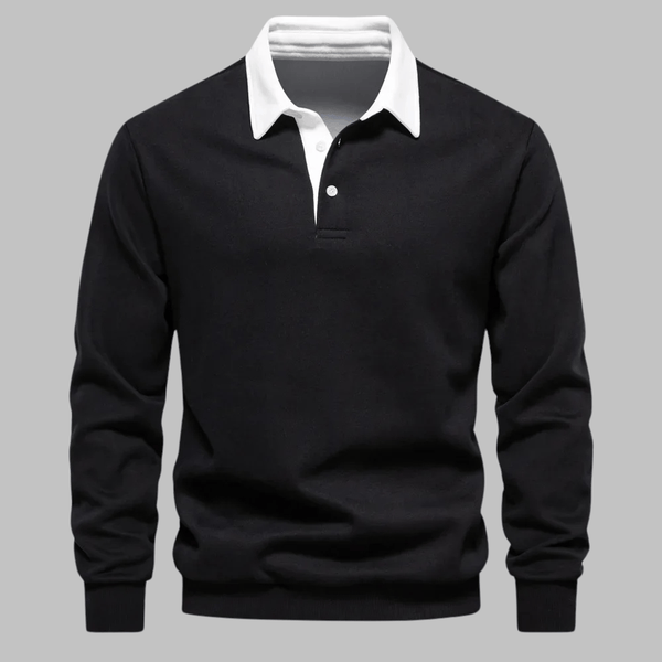 Everyday Contrast Collar Polo Sweater