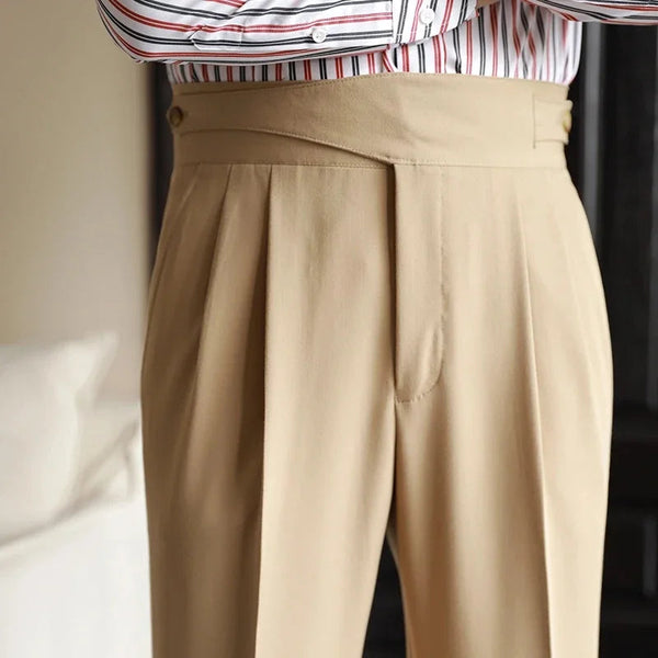 Brooklyn Plaid Tailored High-Waist Pants