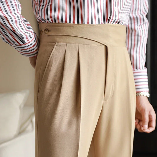 Brooklyn Plaid Tailored High-Waist Pants