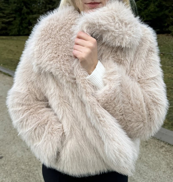 Cream Cozy Faux Fur Coat
