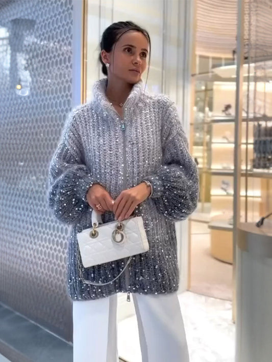 Gleam Luxe Relaxed Zip Cardigan