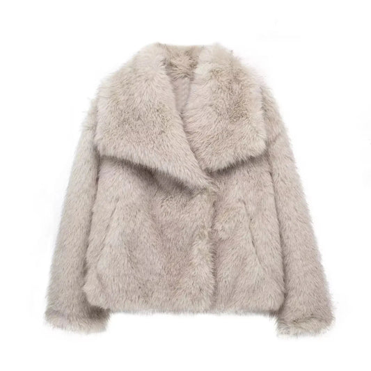 Cream Cozy Faux Fur Coat